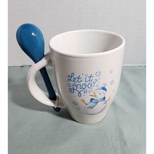 Mug Cup with matching spoon "Let It Snow"  Hot Cocoa Coffee Tea Mug
